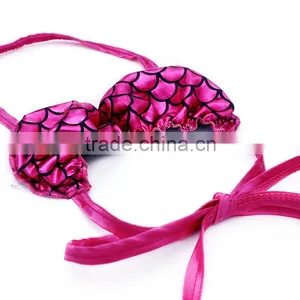 Fashion Clothing 2016 Hot Pink Sequin Mermaid Set Two Piece Mermaid Swim Suit thumbnail-3