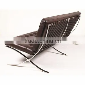 Modern Leather Armless Sofa Barcelona Sofa 3 Seater thumbnail-5