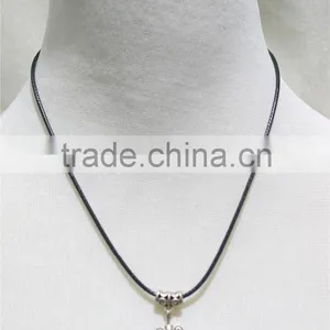 Vintage Antiqued Silver Wings Red Bead w/ Black String Pendant Necklace2016 Fashion Style Wholesale thumbnail-1