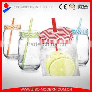 12oz 14oz 16oz 20oz 24oz Mason Jar Drinking Glass With Tin Lid Straw thumbnail-4