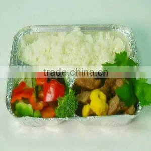 Disposable 3 Compartments Aluminum Foil Food Tray With Lid thumbnail-6