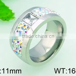 Beautiful Steel Color Rings Multicoloured Crystal Stainless Steel Ring thumbnail-1