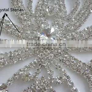 Wholesales New Style Popular Design Flower-shaped Rhinestone Lace for Decoration in Bulk thumbnail-2