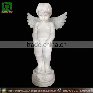 White Marbl Peeing Boy Angel Statue thumbnail-1