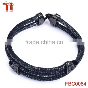2016 3A Black Gemstone Charm Bracelet, Mens Jewelry Three-loop Wholesale Stingray Bracelet thumbnail-5