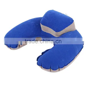 Inflatable U-shape Neck Pillow Flocking CushionTool for Outdoor Travel Camping Noon Break 4 Colors thumbnail-2