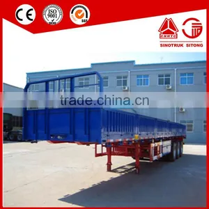 3 Axle Flatbed Side Wall Semi Truck Trailer and 6x4 Sinotruk Tractor Truck Trailer thumbnail-1