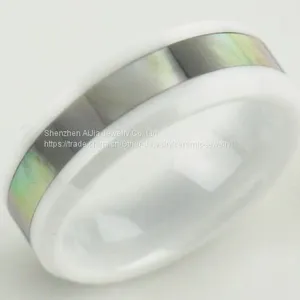 Customizable White Zirconia Ceramic Jewelry Couple Ring For Wedding thumbnail-2