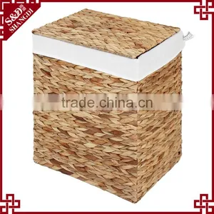 Removable Liner Water Hyacinth Woven Laundry Hamper / Laundry Basket thumbnail-3