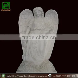 White Marble Headstone With Angel thumbnail-1