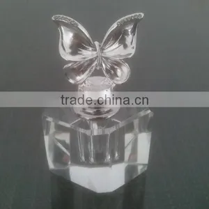 Decorative Mini Empty Clear Crystal Perfume Bottle With Jewelled Metal Alloy Top thumbnail-1