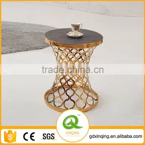 D404 Home Furniture Round Marble Rose Gold Side Table thumbnail-1