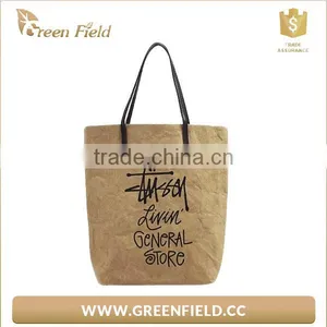 Brown Washable Papr Bag Custom Printed Reusable Tote Shopping Bag thumbnail-2