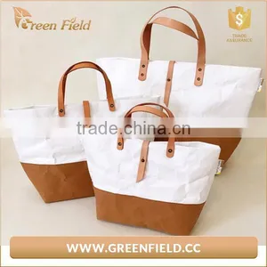 Green Field New Recycle Washable Kraft Paper Tote Shopping Bag thumbnail-1