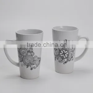 High Quality DIY 16OZ V-Shape Ceramic Mug , With Customized Decal thumbnail-1