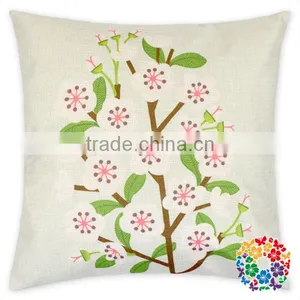 Flower Print Cushion Cover For Chair 17.3*17.3 Inches Decoration Hemp Pillow Cover thumbnail-1