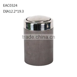 Dark Grey Round Concrete Candle Holder Candle Jar With Silver Metal Lid thumbnail-1