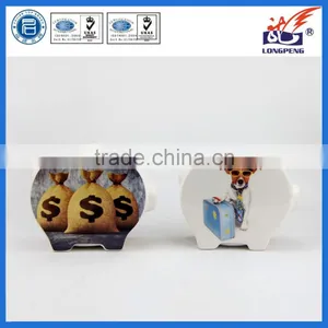 Ceramic Piggy Bank With Euro Bag,Piggy Bank With Euros,Piggy Bank With Euro Symbol Euro Coin and Bill thumbnail-1