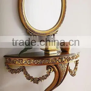 Bed Side Decorative Baroque Style Hanging Console Table and Mirror Set thumbnail-4