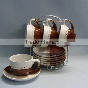 Customized Set of 6 Double Glazed Coffee Mug Sets With Stand thumbnail-1