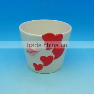 Heart Type Relief Ceramic Planters thumbnail-1