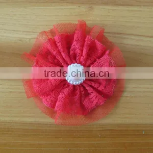 Lace Flower With Pearl Bead in Center for Kids Hair Accessories thumbnail-3