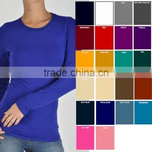 T-shirts Long Sleeve Plain Dyed Women Fashion Crew Neck Women Long Sleeve T-shirts thumbnail-1
