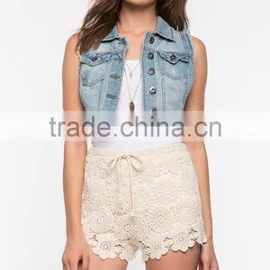 Best Selling Ladies Elegant White Crochet Polyester Shorts thumbnail-2