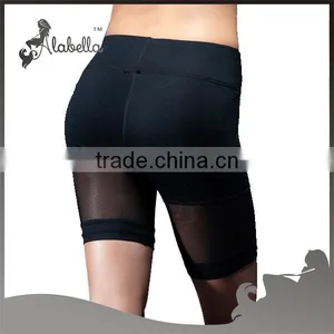 Black Gym Short Tight Mesh Yoga Pant thumbnail-2