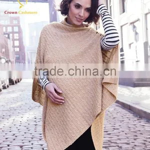 Winter Fashion Women Cashmere Knitted Cable Poncho thumbnail-1