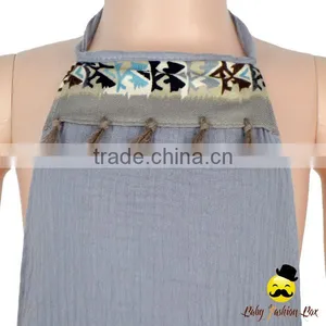 Harem Style Breathable Cotton Gray Color Halter Sleeveless Fringe Infant Newborn Baby Boy Vintage Romper Grows Bodysuit thumbnail-3