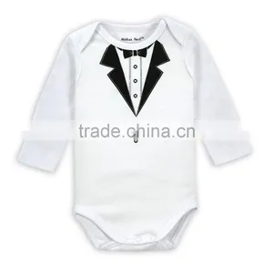 OEM Logo 100% Cotton White Baby Boy Rompers Baby Long Sleeve Jumpsuit Bodysuit Newborn Sleep Gown thumbnail-1