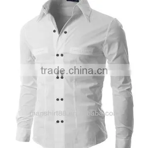 2017 Custom Double Buttons Slim Fit Dress Shirt for Men thumbnail-2