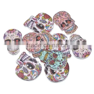 Hinoki Wood Sewing Buttons Scrapbooking 2 Holes Skull At Random thumbnail-3