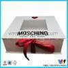 White Rigid Cardboard Paper Packaging Box With Red Ribbon and Clear Window on Top thumbnail-1