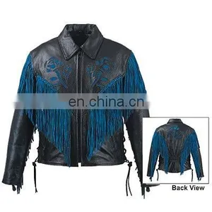 HMB-0317D WOMEN LEATHER JACKETS FRINGES ROSE FASHION COATS thumbnail-1