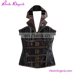 12 Boned Lace Up Brass Clasps Steampunk Overbust Full Body Corset thumbnail-3