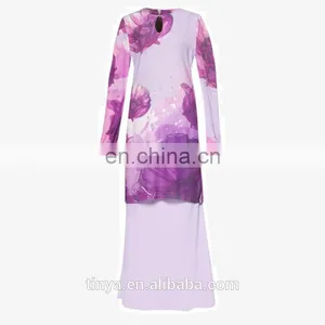 2017 Latest Fashion Print Muslim Dress Modern Cotton Baju Kurung Malaysia Islamic Clothing thumbnail-6