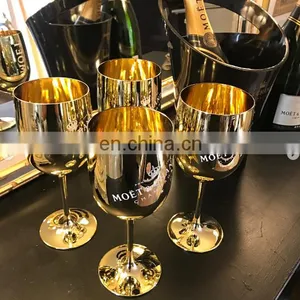 Golden Acrylic/Plastic Moet Champagne Glasses thumbnail-2