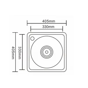405×405×170mm TRUE SUS304 Stainless Steel Single Bowl Drop In Round Kitchen Sink (DY-D4040PA) thumbnail-2