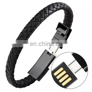 2020 New Trending Leather Bracelet Charger Data Cable Wholesale Micro USB Data Cable Phone Charging Data Line Bracelet Cable IOS thumbnail-1