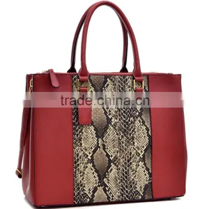 2016 Three Compartments Saffiano Leather Lady Tote Bag and Snake Print Leather Shoulder Bag With Detachable Strap thumbnail-4