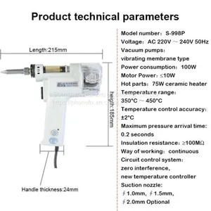 GAOJIE S-998P 100W Electric Desoldering Gun Vacuum Double-Pump Solder Sucker With Soldering Iron thumbnail-2