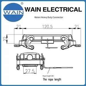 Wain Heavy-duty Connector H24b-mcv-2l/sc.1s Rectangular Connector With Metal 24b Housing, Aviation Plug thumbnail-3