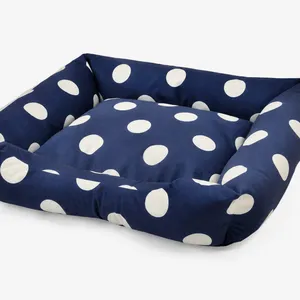 Eco Friendly Washable Dog Sleeping Pad Luxury Polka Dot Design FSC Certified Cotton Soft Beige Medium thumbnail-1