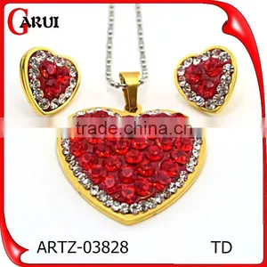 Brazilian Gold Jewelry Wholesale 316L Stainless Steel Jewelry Ruby Jewelry Set thumbnail-1