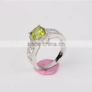 Fahion Prong Setting Square Natural Stone Crystal Silver Engagement Ring thumbnail-4