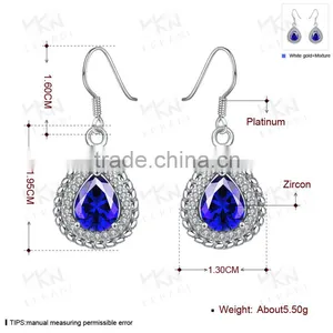 New Fashion Indian Designer Round Shape Diamond Drop Earrings With Blue Stone thumbnail-4