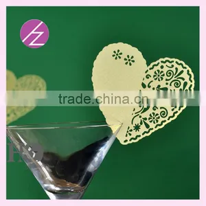 Paper Craft Wine Glass Place Card for Christmas Cheap Escort Place Card on Wine Glass Hear Shape Design JK-80 thumbnail-2