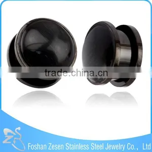 TP011448 New Arrive Stainless Steel Body Piercing Pink Imitation Cat's Eye Stone Ear Plug thumbnail-2